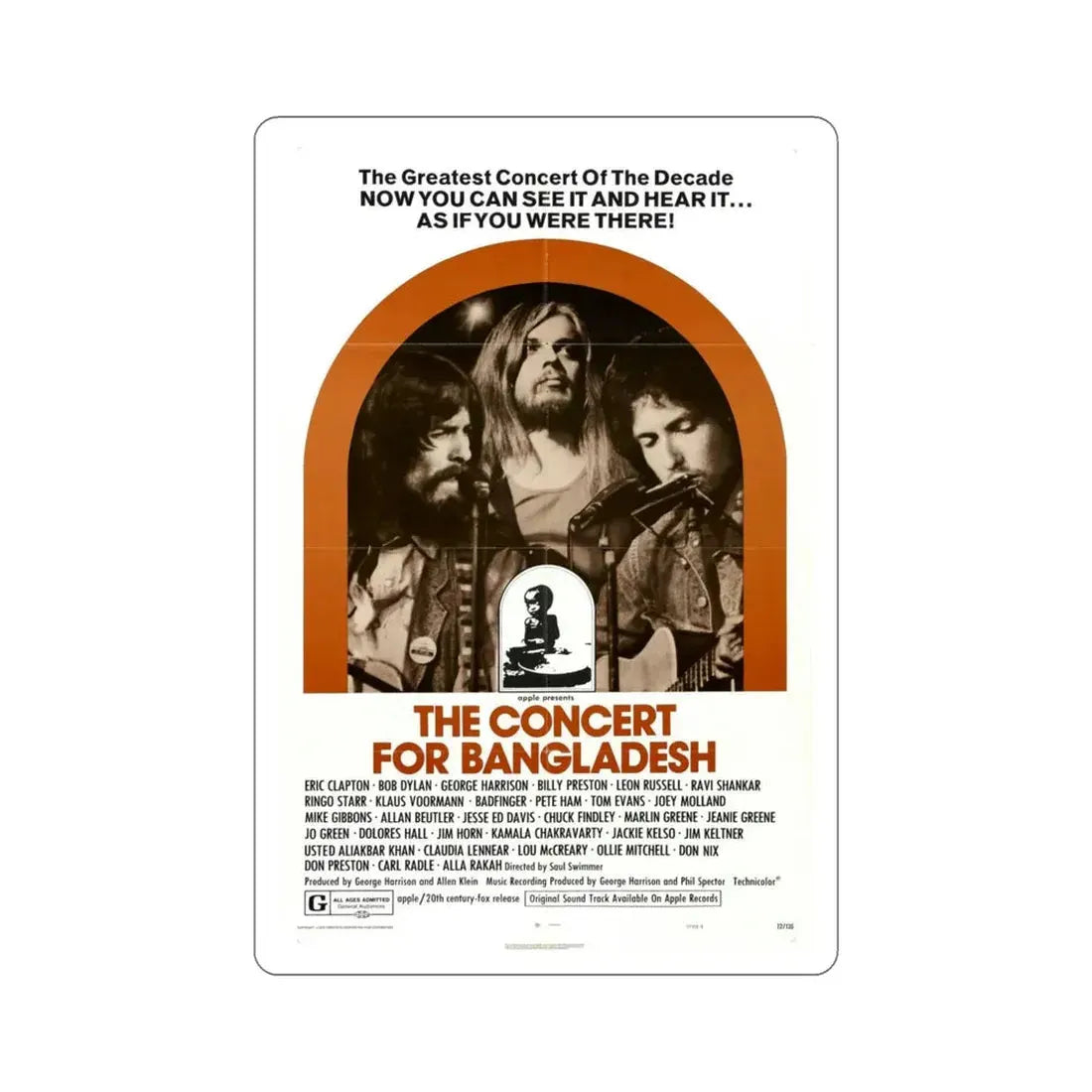 The Concert for Bangladesh 1972 Movie Poster STICKER Vinyl Die-Cut Decal 5 Inch - The Sticker Space