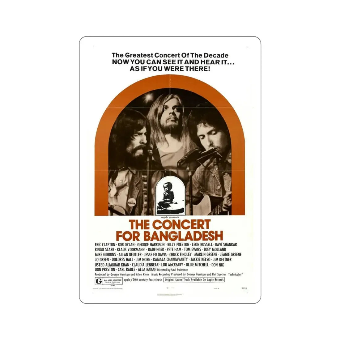 The Concert for Bangladesh 1972 Movie Poster STICKER Vinyl Die-Cut Decal 6 Inch - The Sticker Space