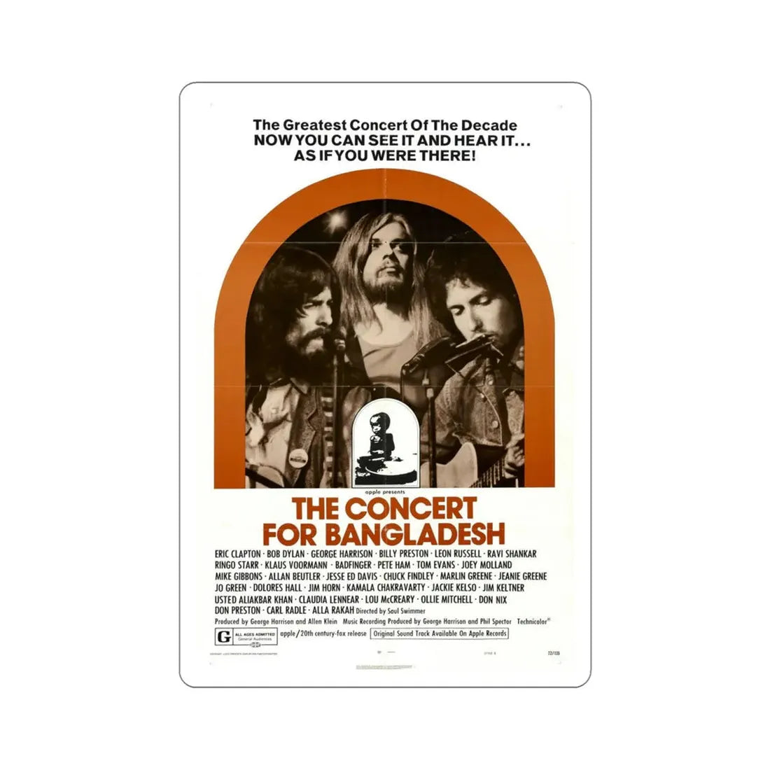 The Concert for Bangladesh 1972 Movie Poster STICKER Vinyl Die-Cut Decal 6 Inch - The Sticker Space