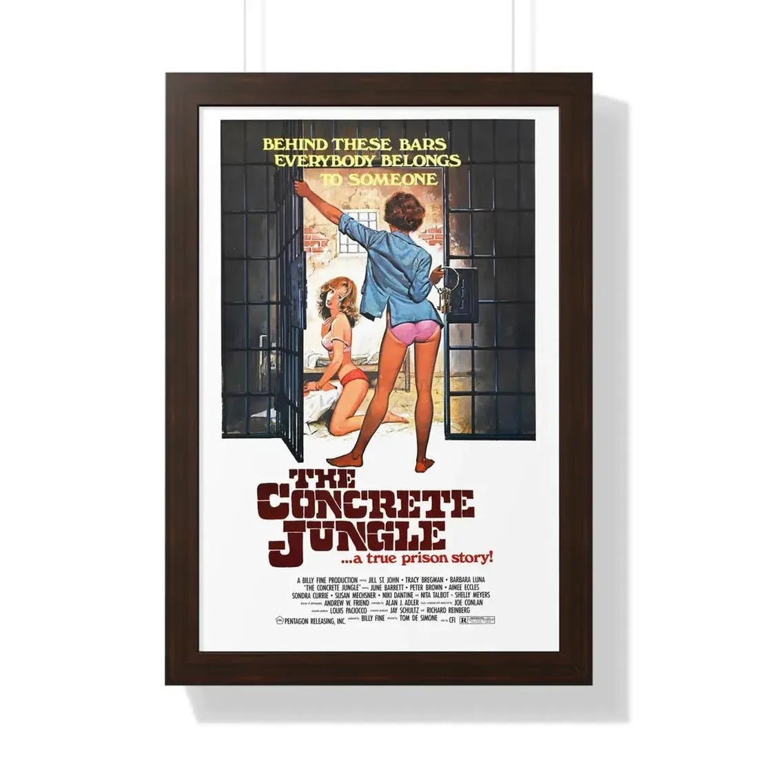 THE CONCRETE JUNGLE 1982 - Framed Movie Poster 16″ x 24″ Walnut - The Sticker Space