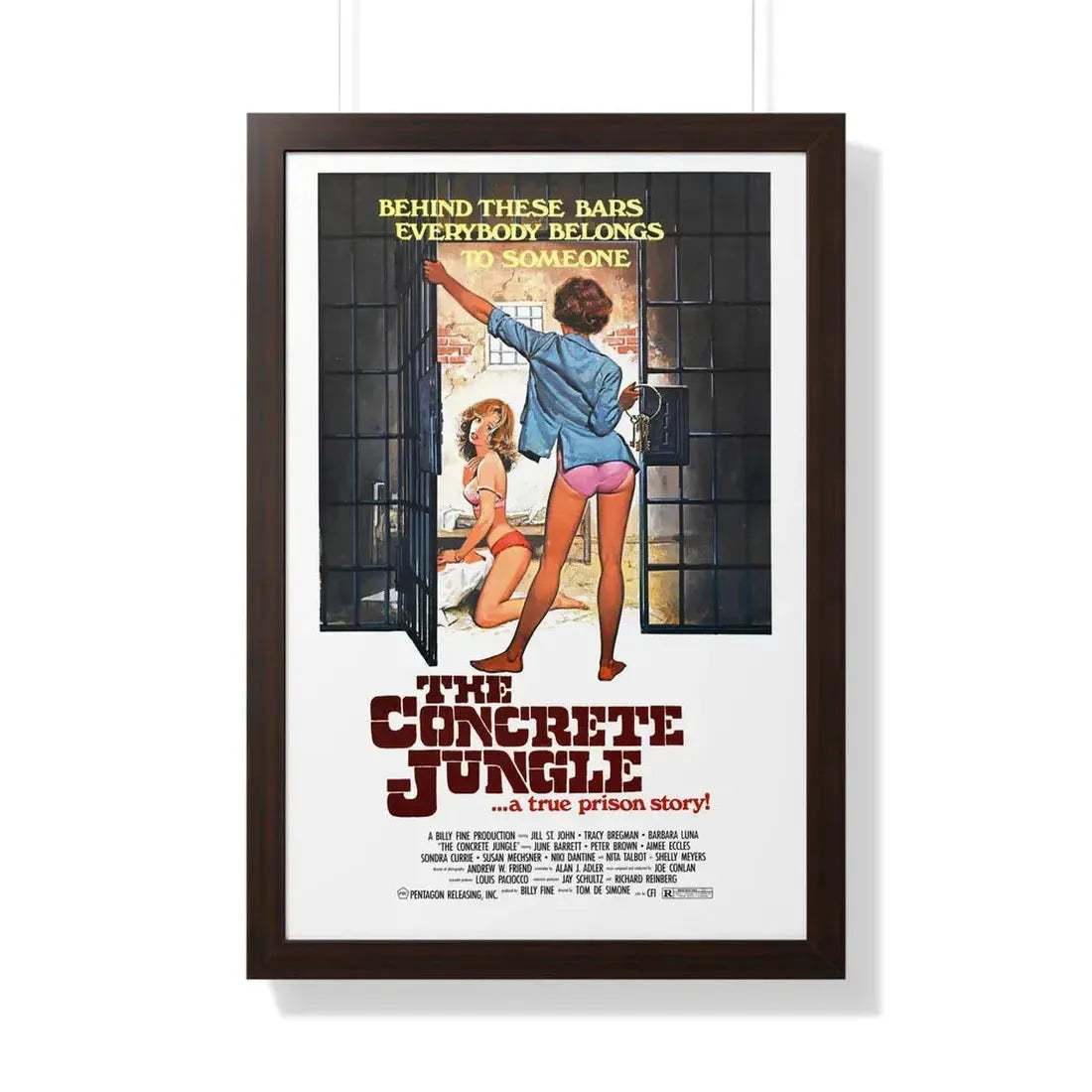 THE CONCRETE JUNGLE 1982 - Framed Movie Poster 20" x 30" Walnut - The Sticker Space