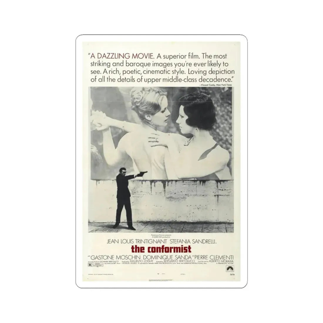The Conformist 1970 Movie Poster - STICKER Vinyl Kiss-Cut Decal 6 Inch White - The Sticker Space
