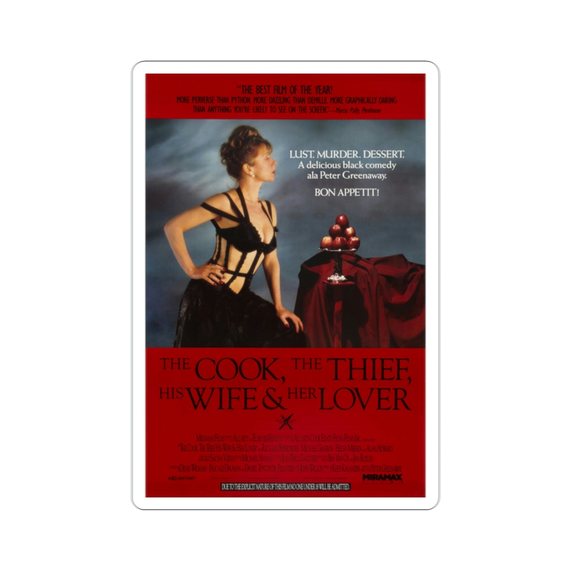 The Cook the Thief His Wife and Her Lover 1990 Movie Poster STICKER Vinyl Die-Cut Decal-2 Inch-The Sticker Space
