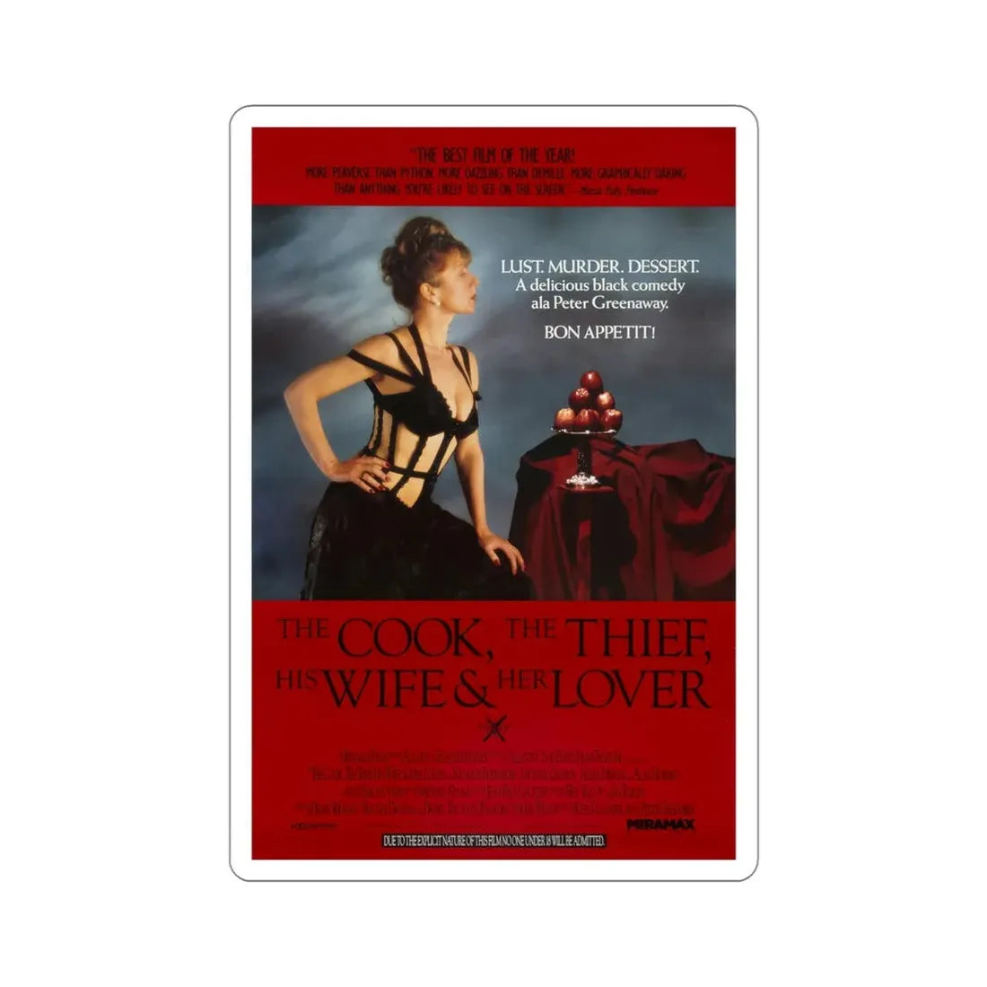 The Cook the Thief His Wife and Her Lover 1990 Movie Poster STICKER Vinyl Die-Cut Decal 4 Inch - The Sticker Space