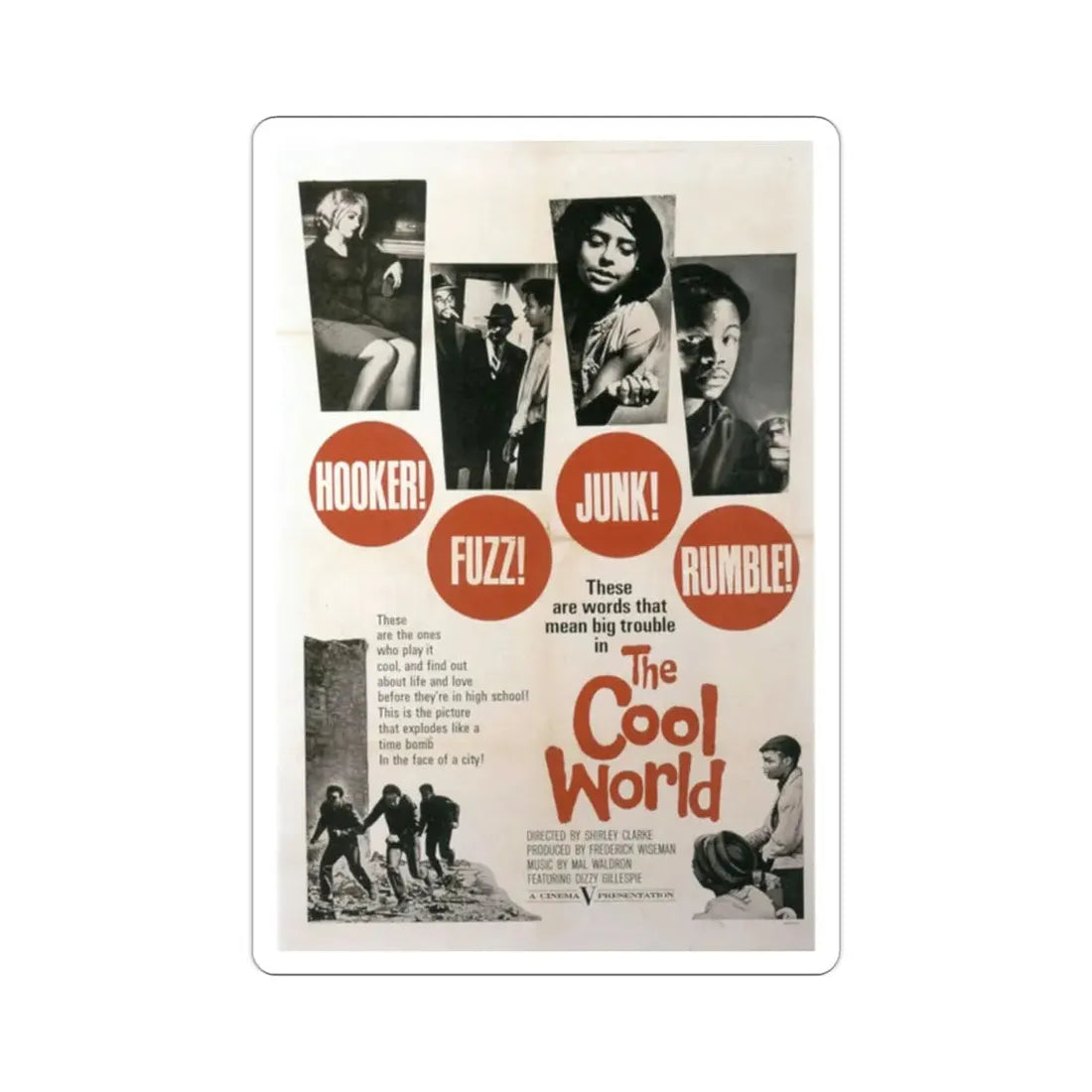 The Cool World 1964 Movie Poster STICKER Vinyl Die-Cut Decal 2 Inch - The Sticker Space