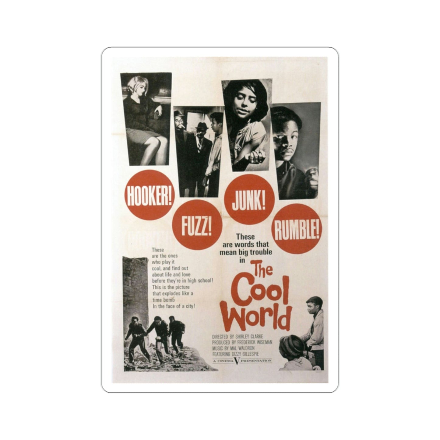 The Cool World 1964 Movie Poster STICKER Vinyl Die-Cut Decal-2 Inch-The Sticker Space