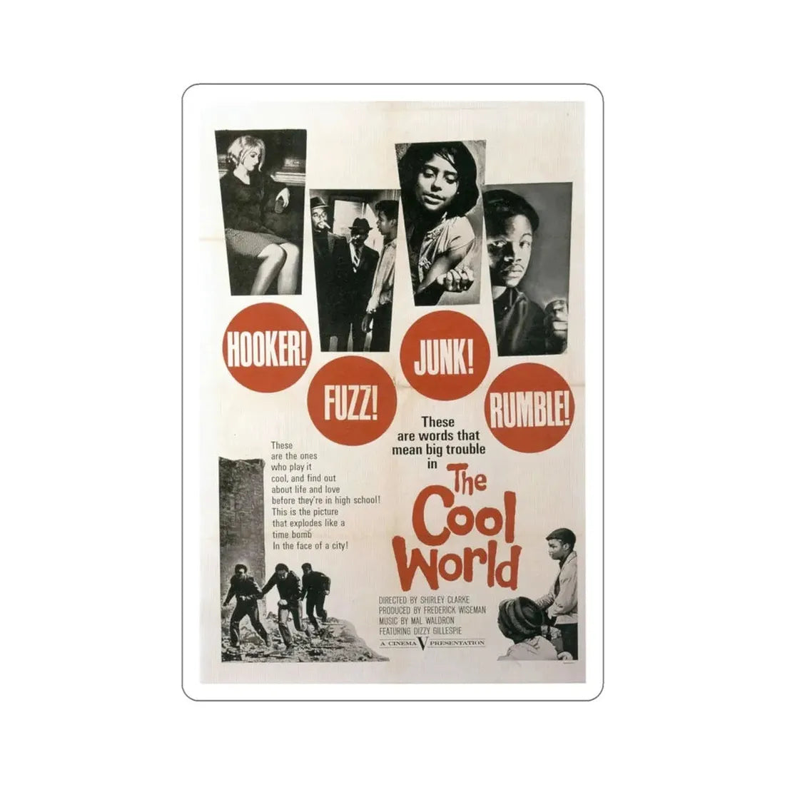 The Cool World 1964 Movie Poster STICKER Vinyl Die-Cut Decal 6 Inch - The Sticker Space