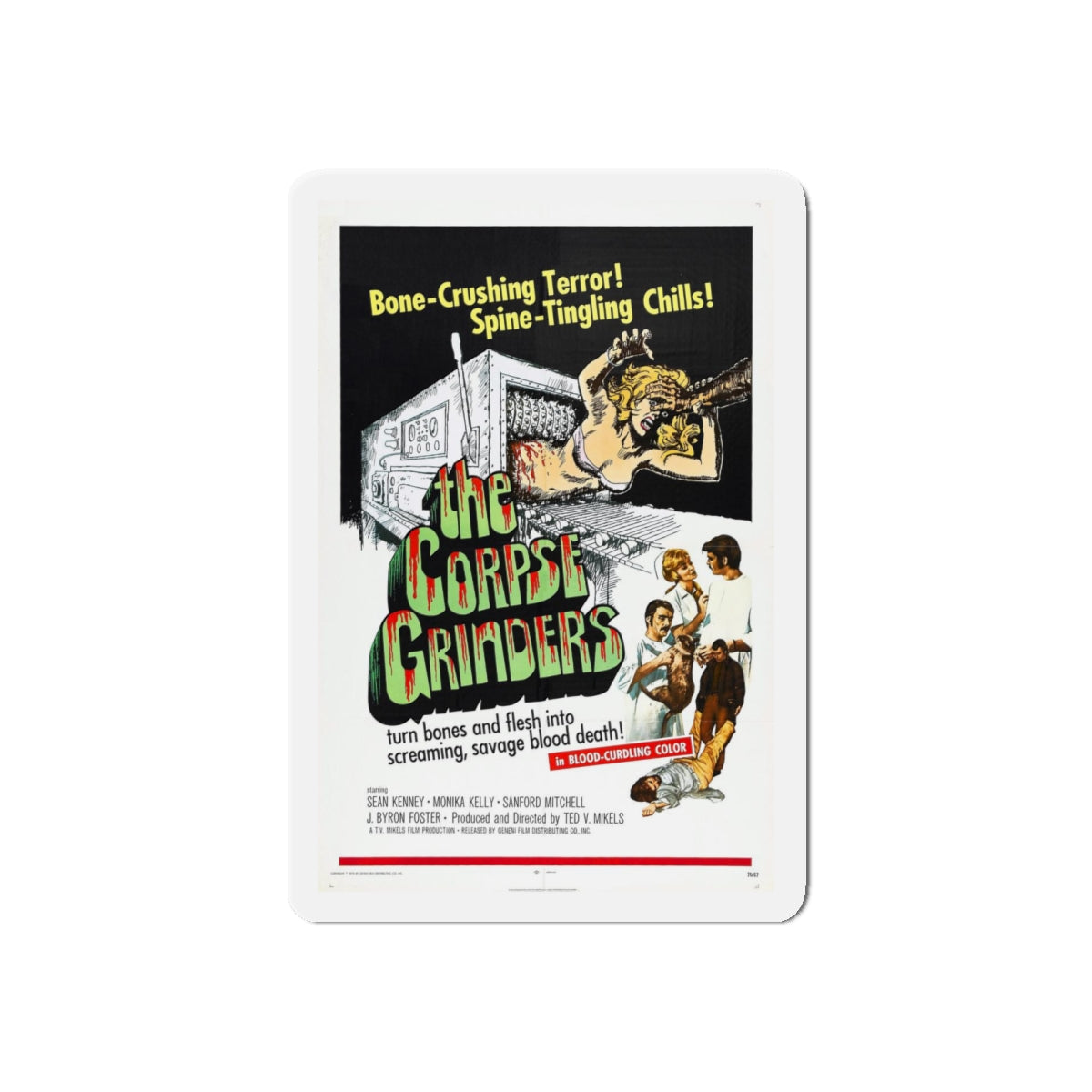 THE CORPSE GRINDERS 1971 Movie Poster - Refrigerator Magnet-4" x 4"-The Sticker Space