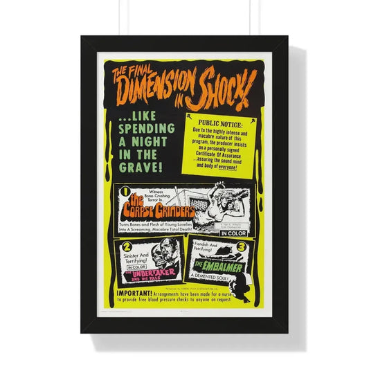 THE CORPSE GRINDERS + THE UNDERTAKER AND HIS PALS + THE EMBALMER 1972 - Framed Movie Poster 16″ x 24″ Black - The Sticker Space