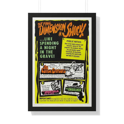 THE CORPSE GRINDERS + THE UNDERTAKER AND HIS PALS + THE EMBALMER 1972 - Framed Movie Poster 20" x 30" Black - The Sticker Space