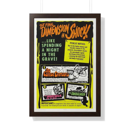 THE CORPSE GRINDERS + THE UNDERTAKER AND HIS PALS + THE EMBALMER 1972 - Framed Movie Poster 20" x 30" Walnut - The Sticker Space