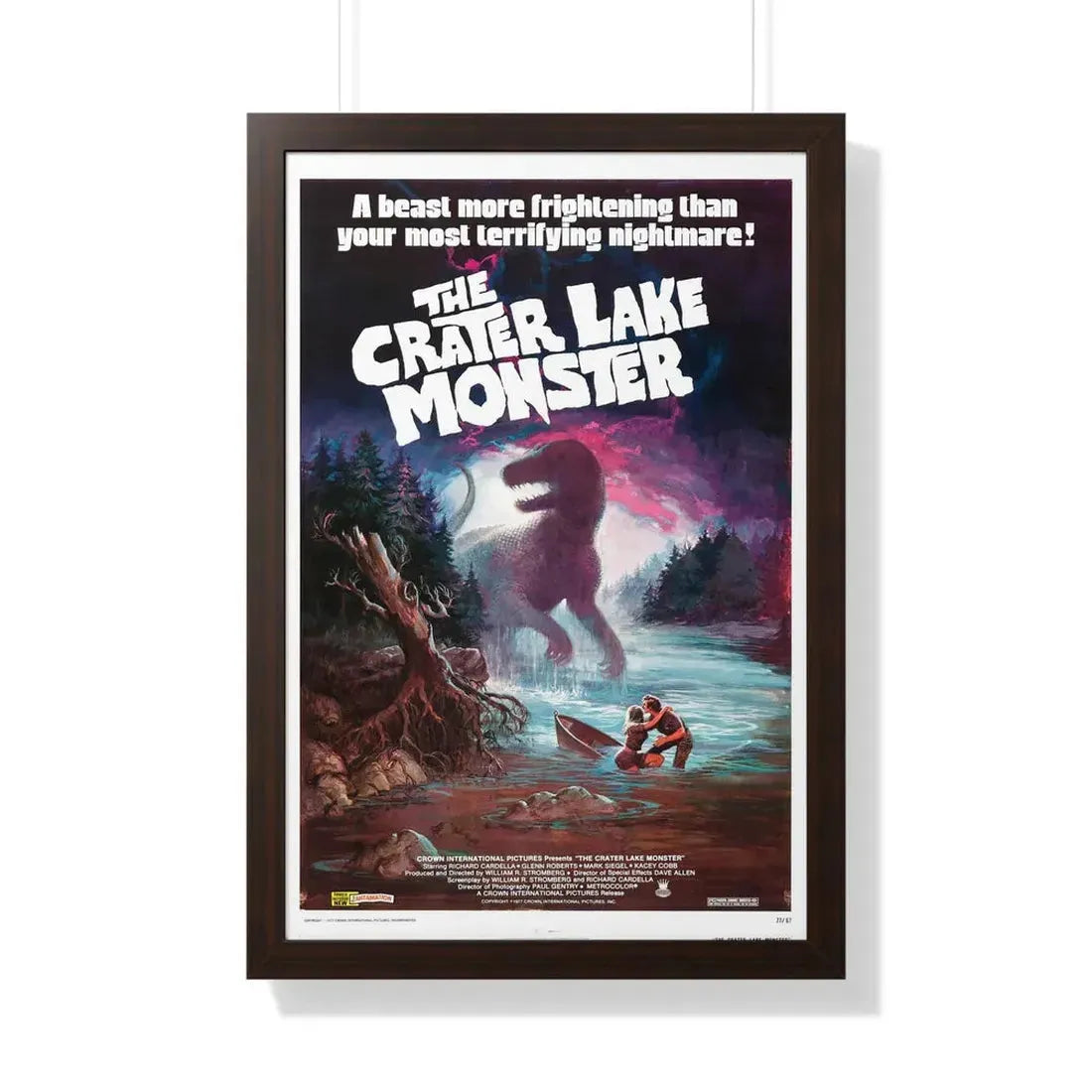 THE CRATER LAKE MONSTER 1977 - Framed Movie Poster 20" x 30" Walnut - The Sticker Space