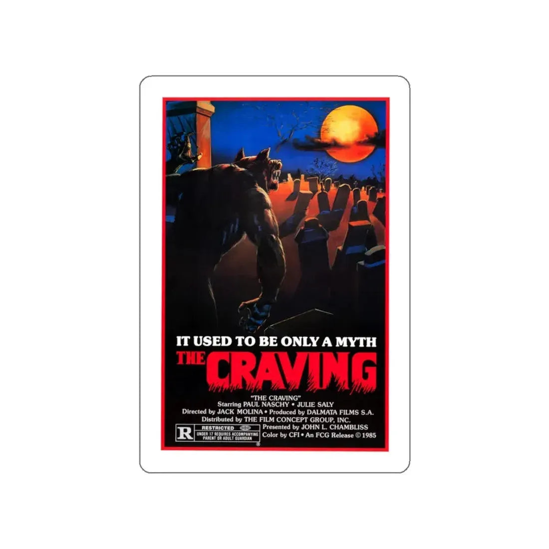 THE CRAVING (THE RETURN OF THE WOLF MAN) 1980 Movie Poster STICKER Vinyl Die-Cut Decal 6 Inch - The Sticker Space