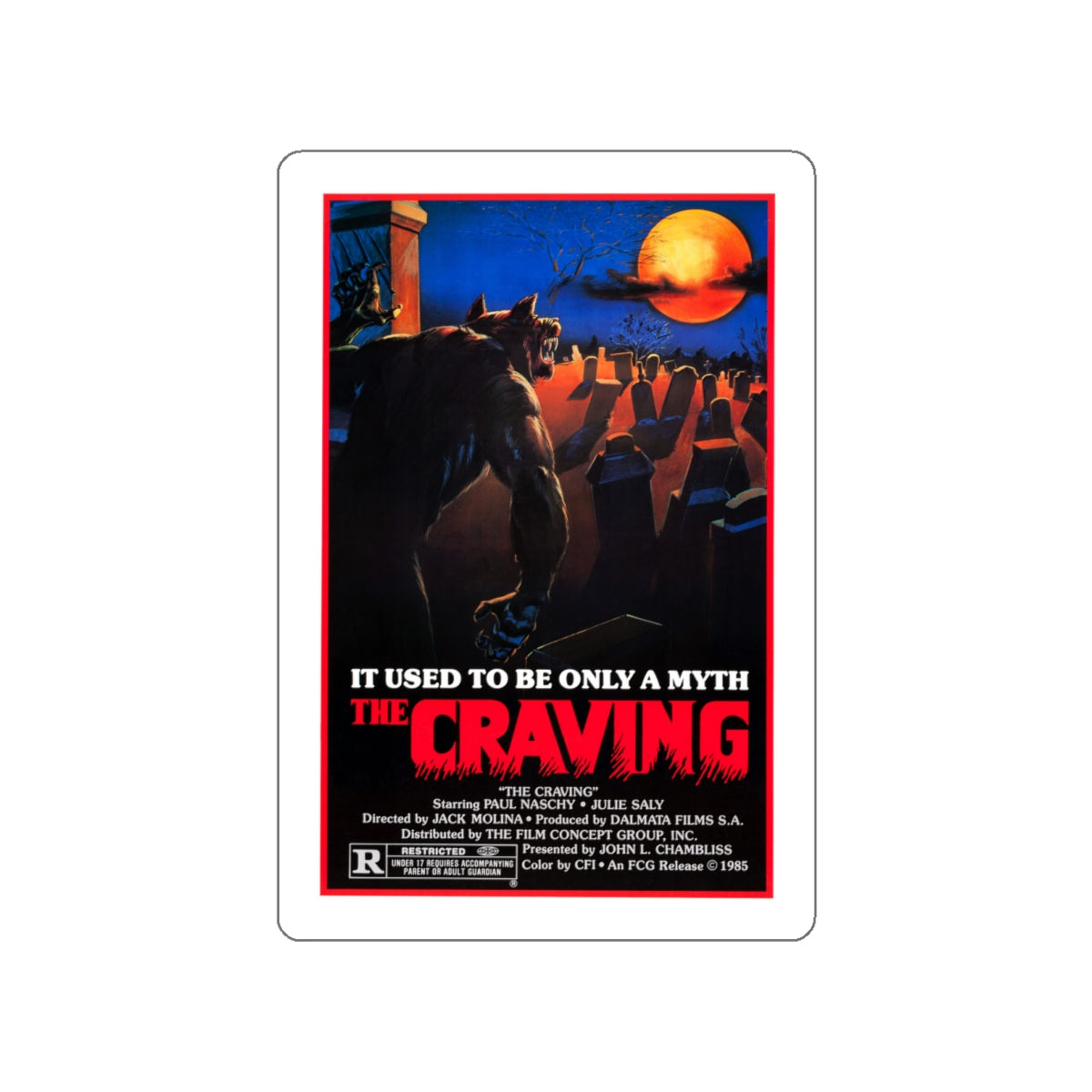 THE CRAVING (THE RETURN OF THE WOLF MAN) 1980 Movie Poster STICKER Vinyl Die-Cut Decal-White-The Sticker Space