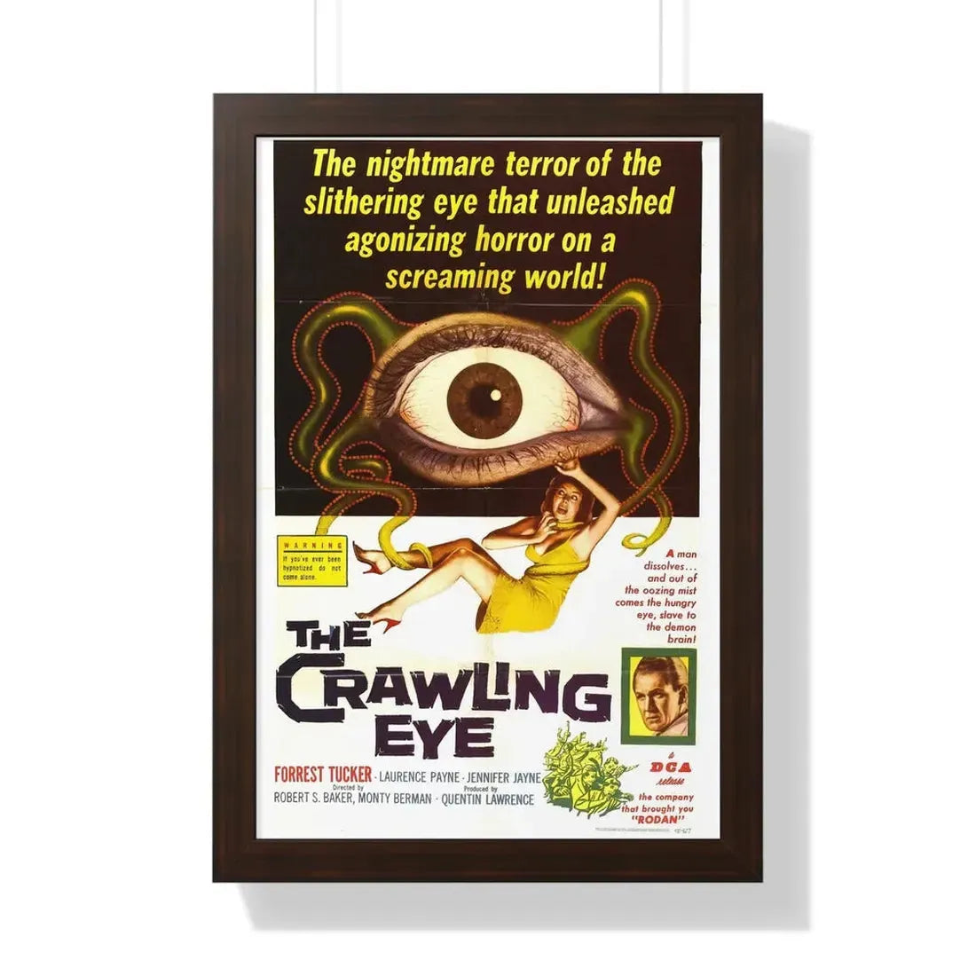 THE CRAWLING EYE (THE TROLLENBERG TERROR) 1958 - Framed Movie Poster 16″ x 24″ Walnut - The Sticker Space