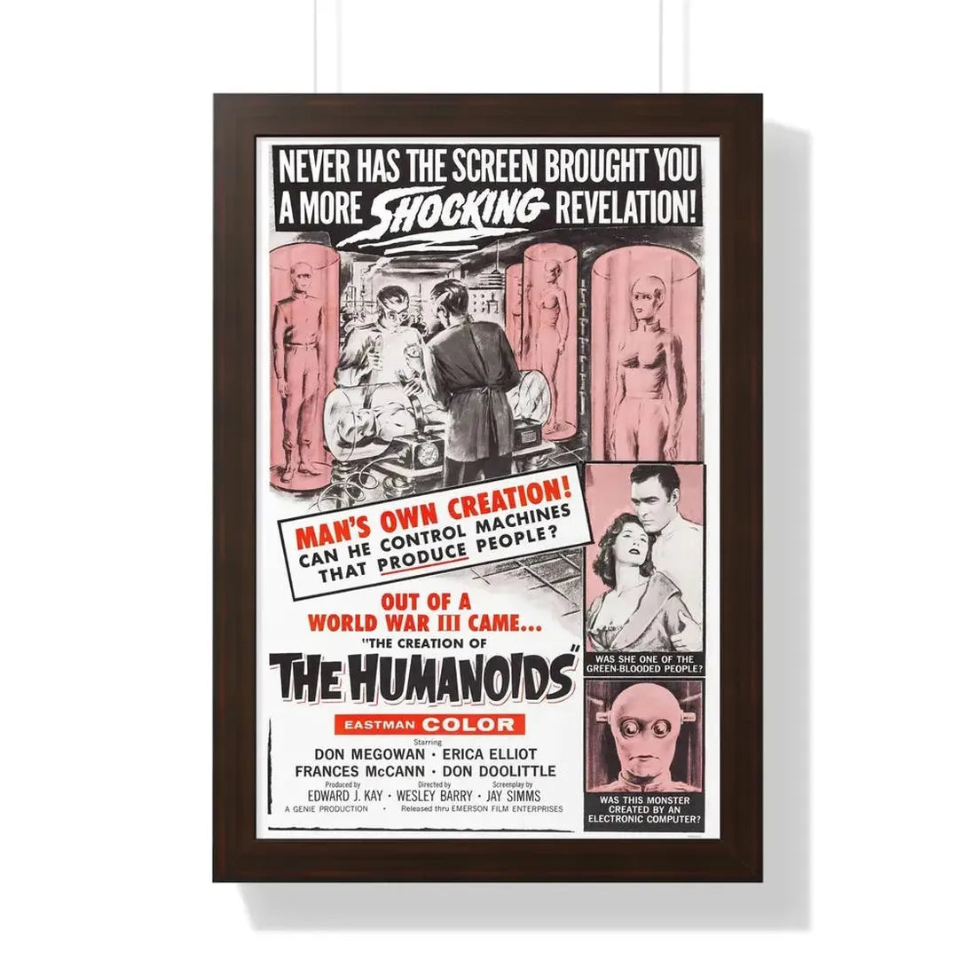 THE CREATION OF THE HUMANOIDS 1962 - Framed Movie Poster 16″ x 24″ Walnut - The Sticker Space