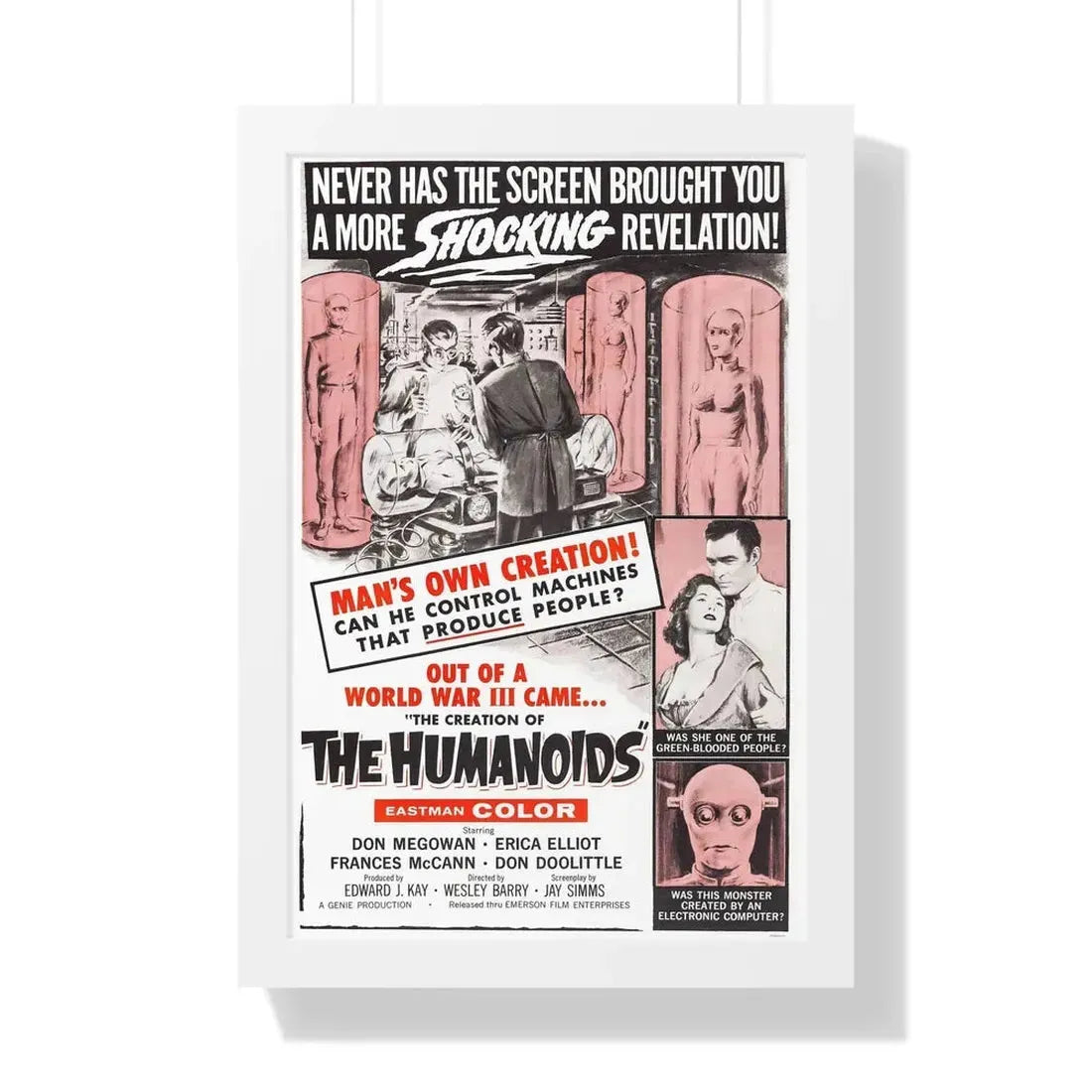 THE CREATION OF THE HUMANOIDS 1962 - Framed Movie Poster 16″ x 24″ White - The Sticker Space