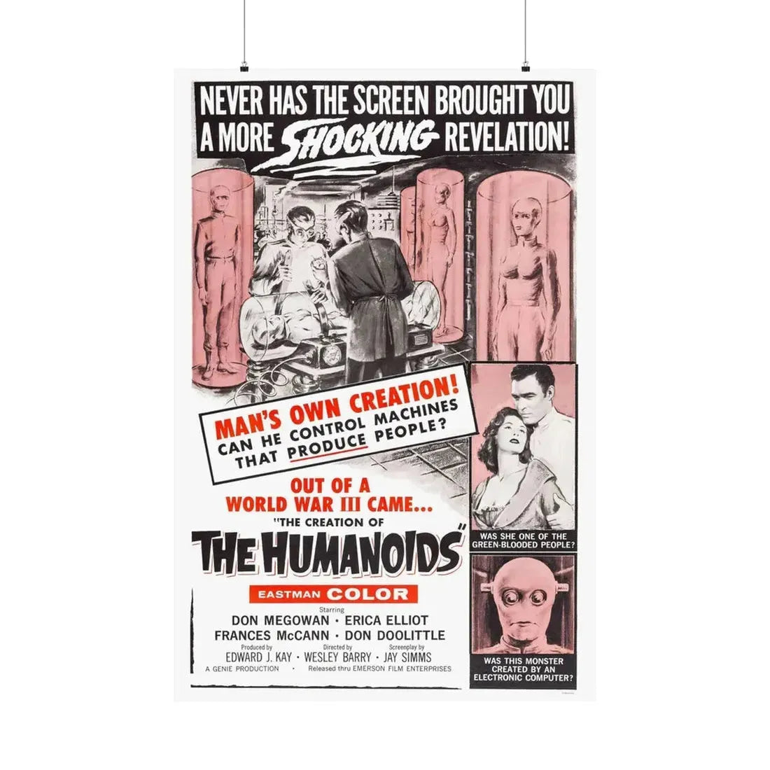 THE CREATION OF THE HUMANOIDS 1962 - Paper Movie Poster 36" x 54" Matte - The Sticker Space