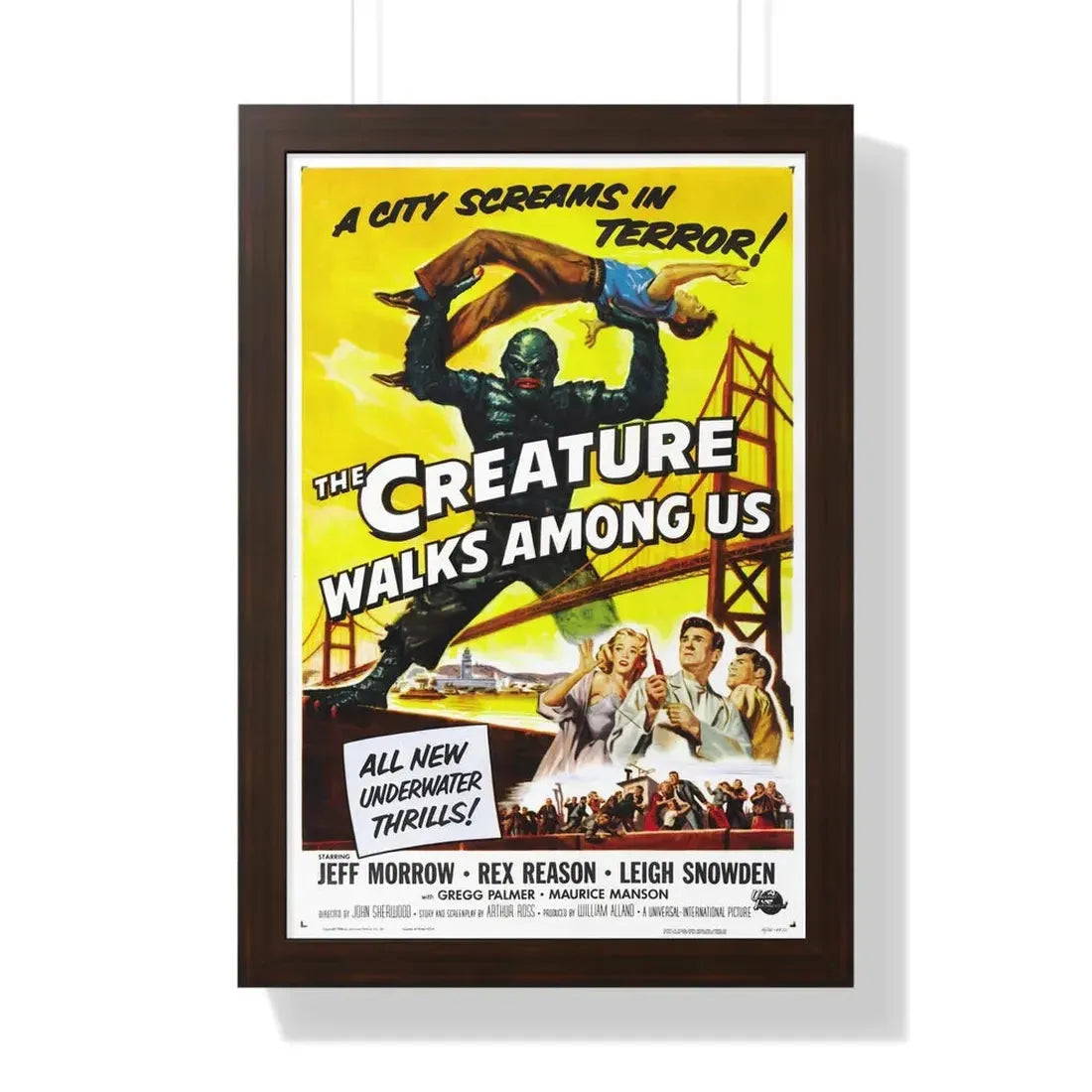 THE CREATURE WALKS AMONG US (2) 1956 - Framed Movie Poster 16″ x 24″ Walnut - The Sticker Space