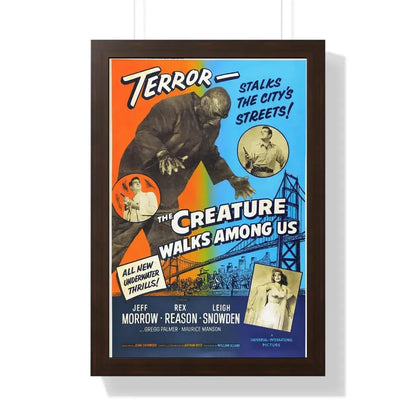THE CREATURE WALKS AMONG US (3) 1956 - Framed Movie Poster 16″ x 24″ Walnut - The Sticker Space