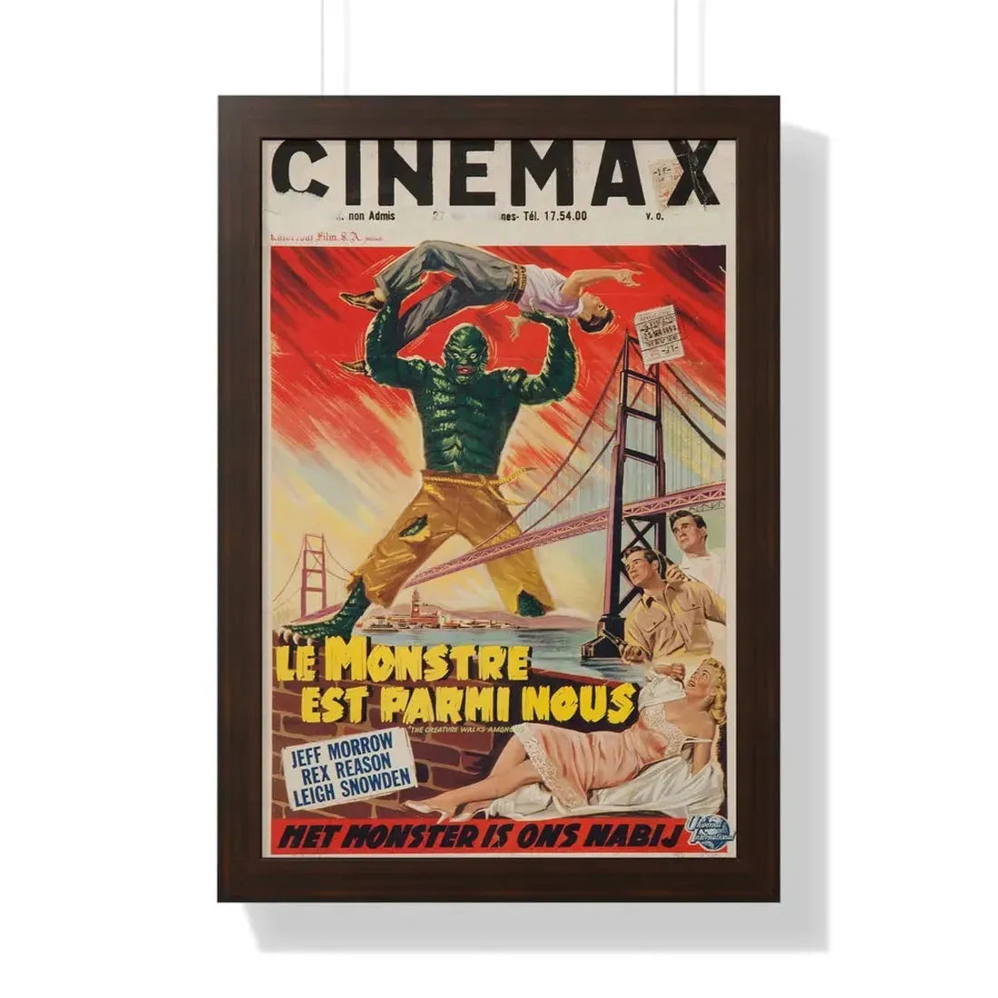 THE CREATURE WALKS AMONG US (BELGIAN) 1956 - Framed Movie Poster 16″ x 24″ Walnut - The Sticker Space