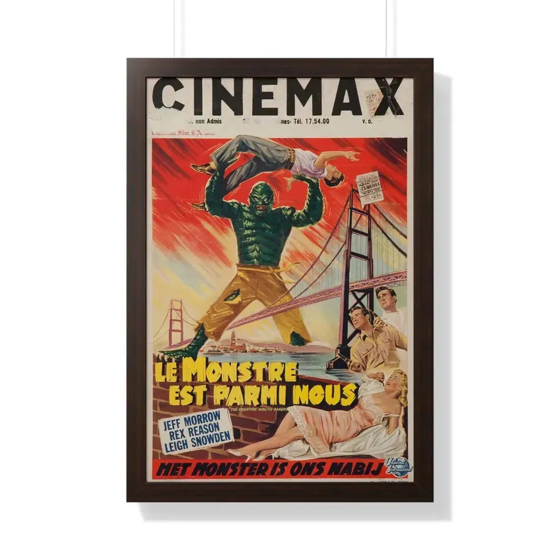 THE CREATURE WALKS AMONG US (BELGIAN) 1956 - Framed Movie Poster 20" x 30" Walnut - The Sticker Space