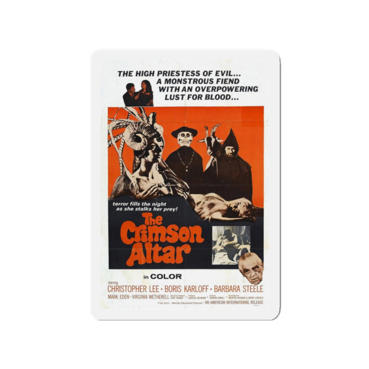 THE CRIMSON ALTAR 1968 Movie Poster - Refrigerator Magnet-2" x 2"-The Sticker Space