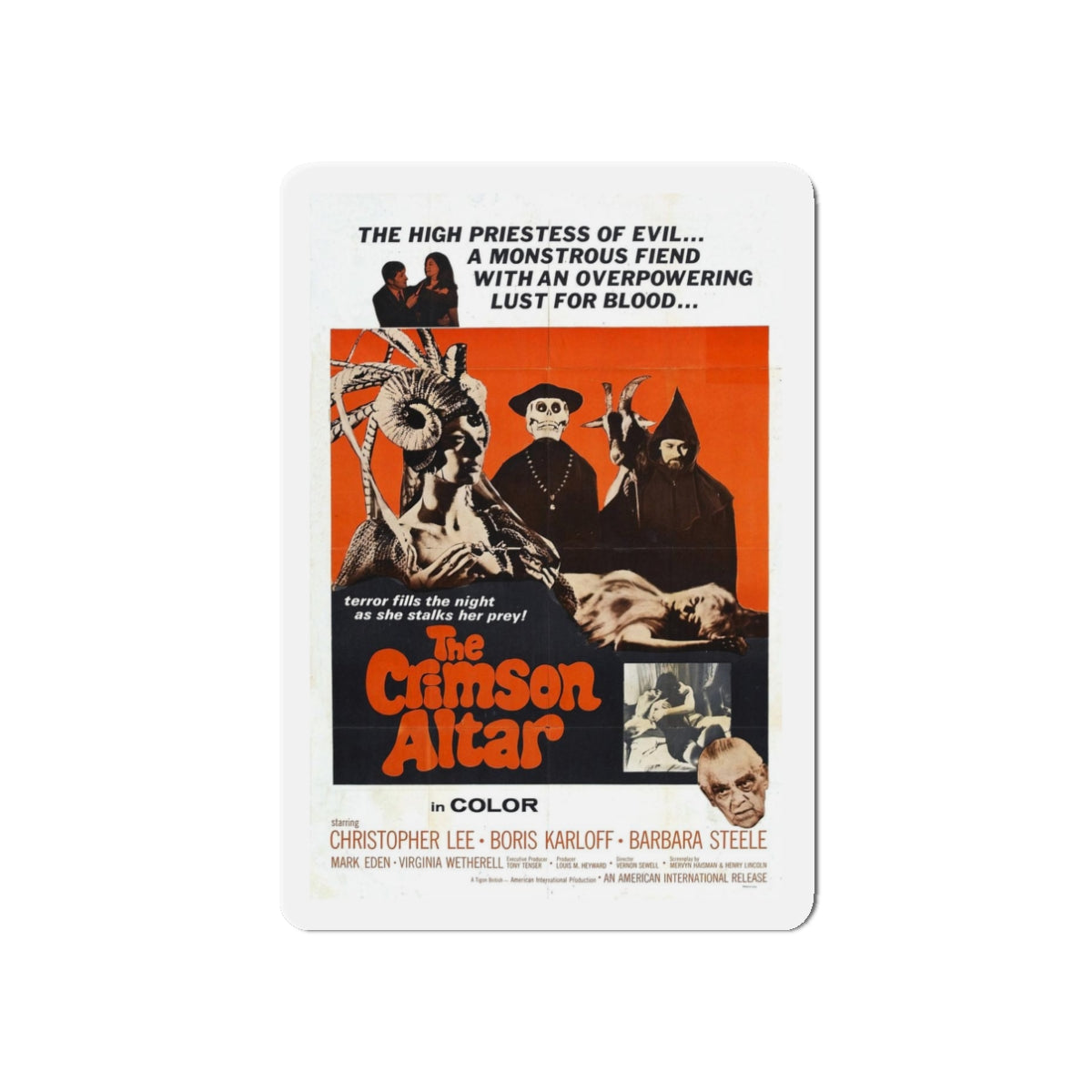 THE CRIMSON ALTAR 1968 Movie Poster - Refrigerator Magnet-3" x 3"-The Sticker Space