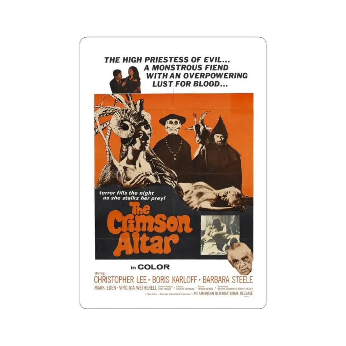 The Crimson Altar 1970 Movie Poster STICKER Vinyl Die-Cut Decal 2 Inch - The Sticker Space