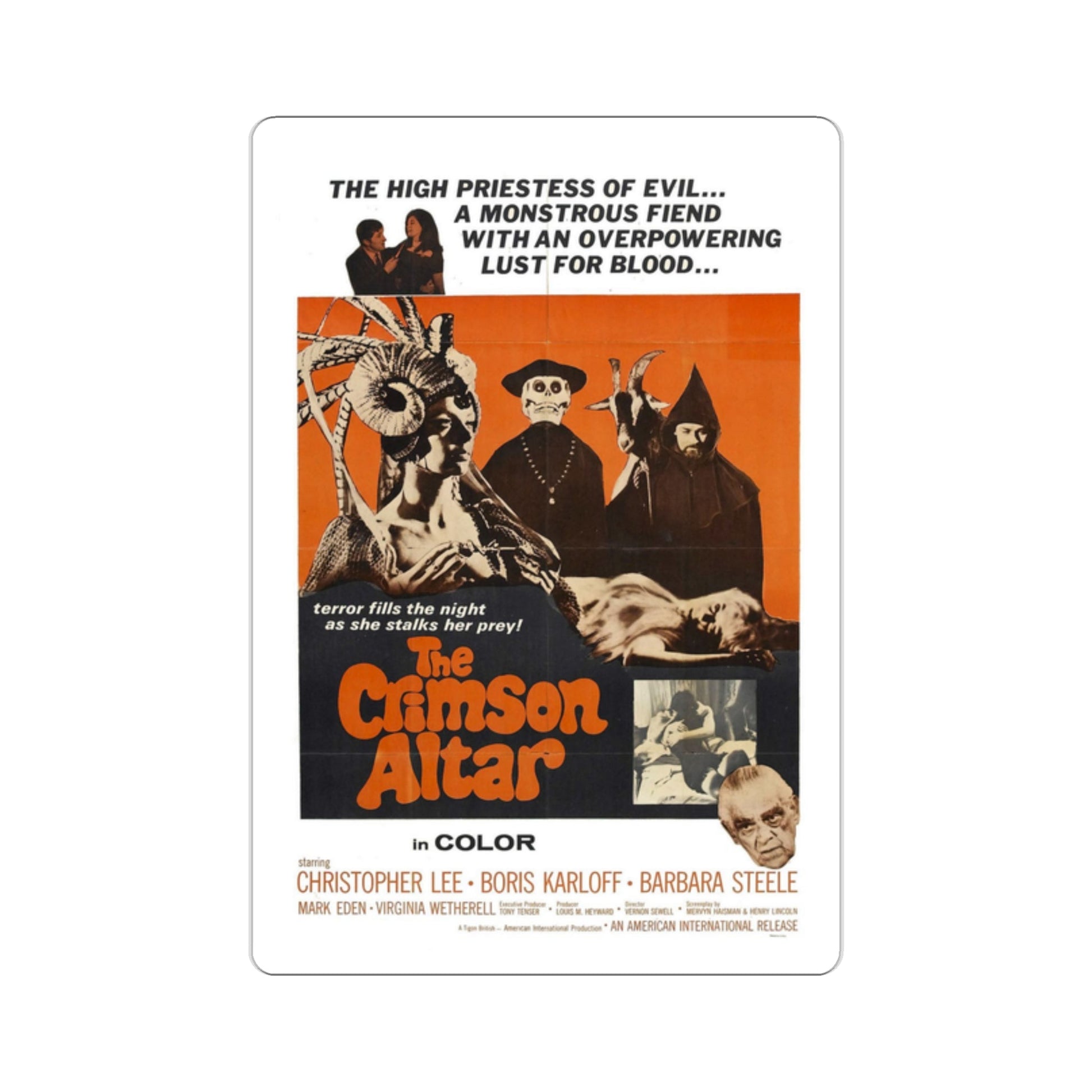 The Crimson Altar 1970 Movie Poster STICKER Vinyl Die-Cut Decal-2 Inch-The Sticker Space