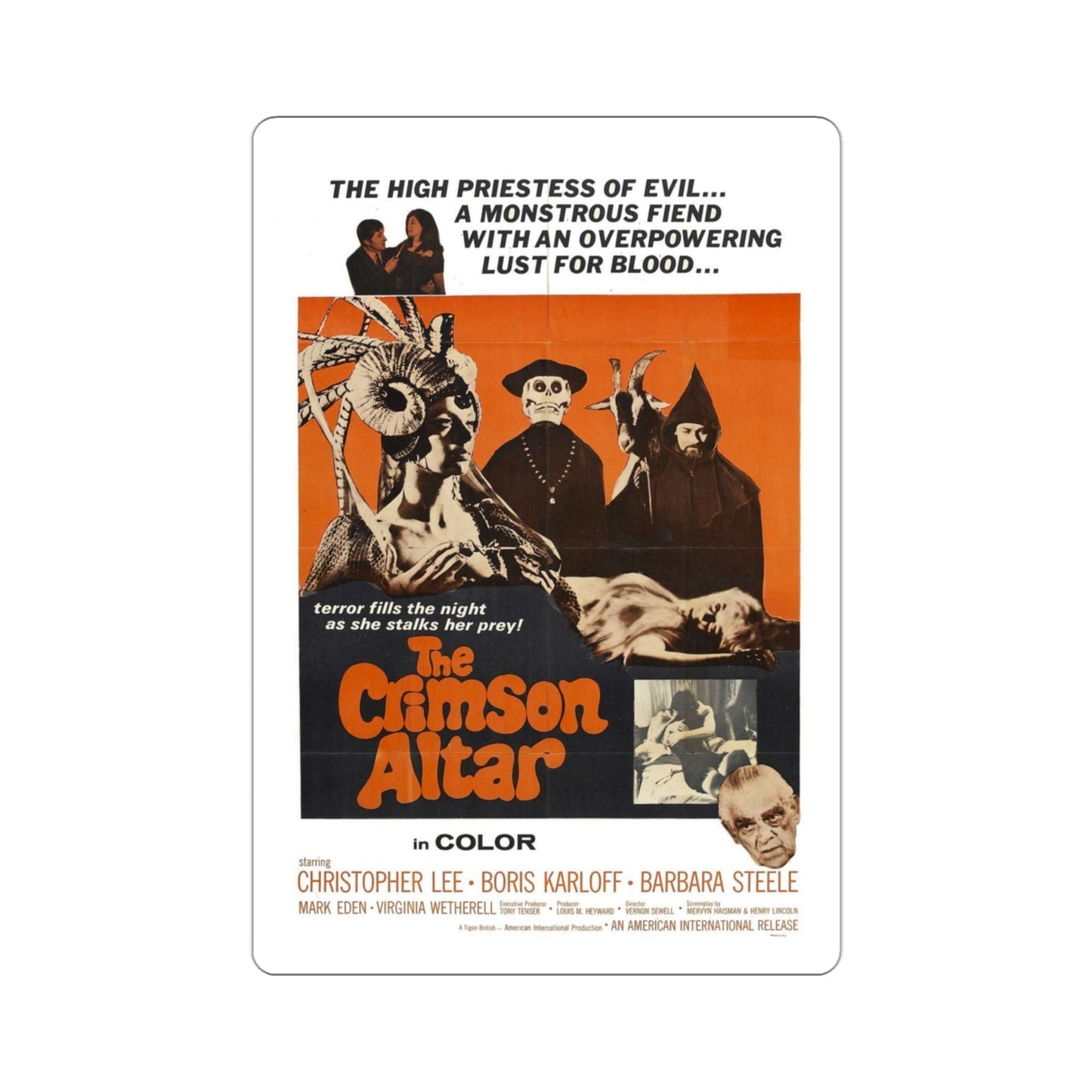 The Crimson Altar 1970 Movie Poster STICKER Vinyl Die-Cut Decal-3 Inch-The Sticker Space