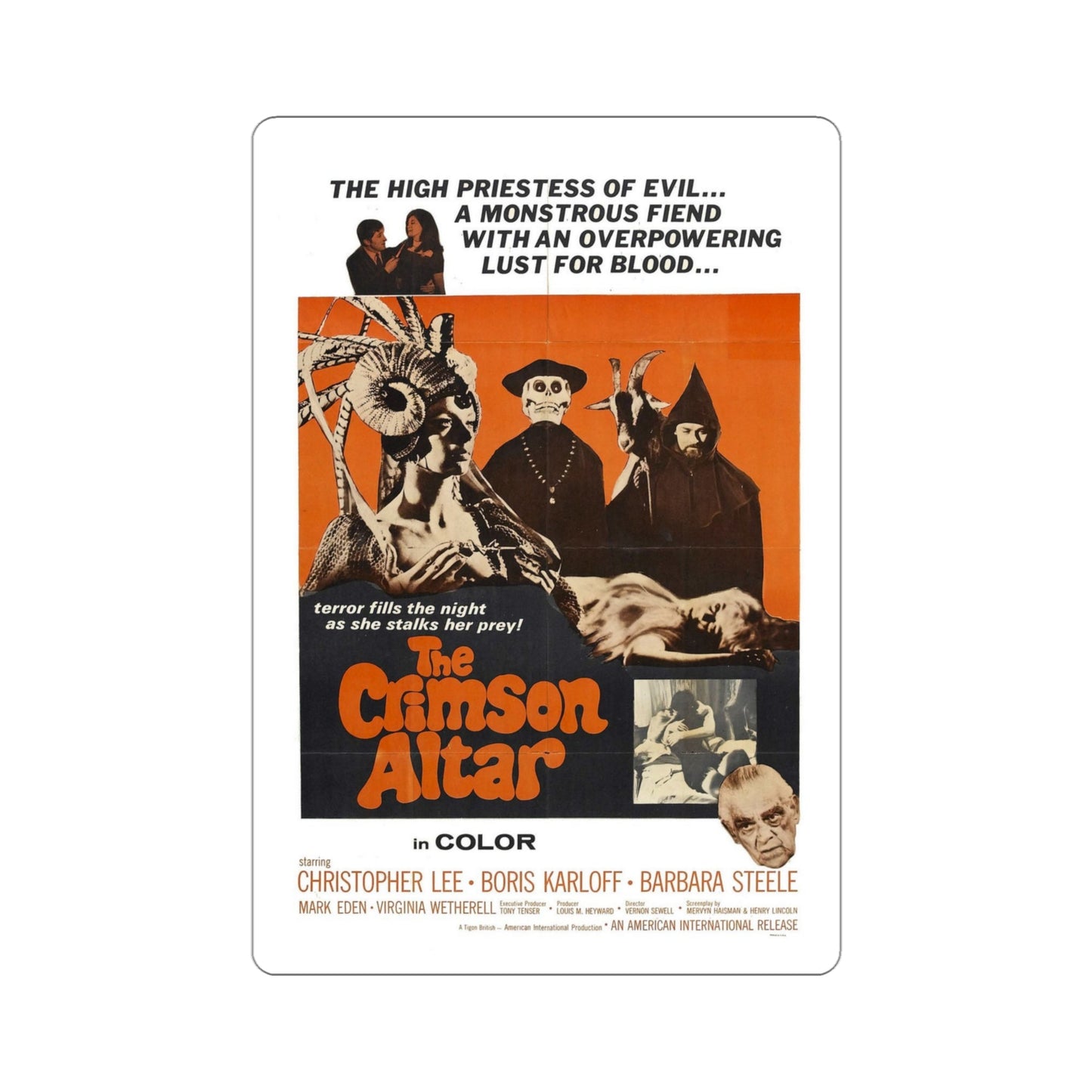 The Crimson Altar 1970 Movie Poster STICKER Vinyl Die-Cut Decal-4 Inch-The Sticker Space