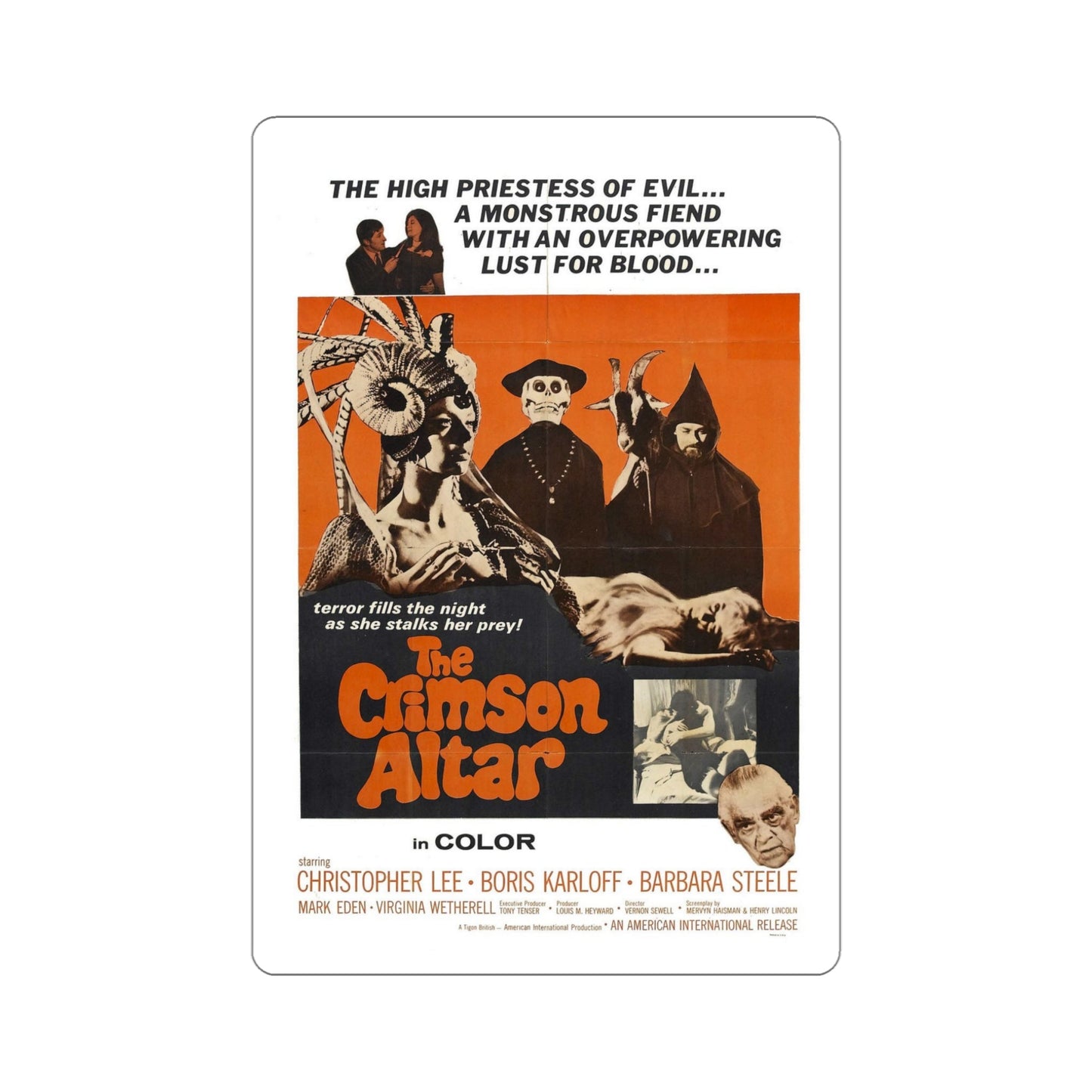 The Crimson Altar 1970 Movie Poster STICKER Vinyl Die-Cut Decal-5 Inch-The Sticker Space