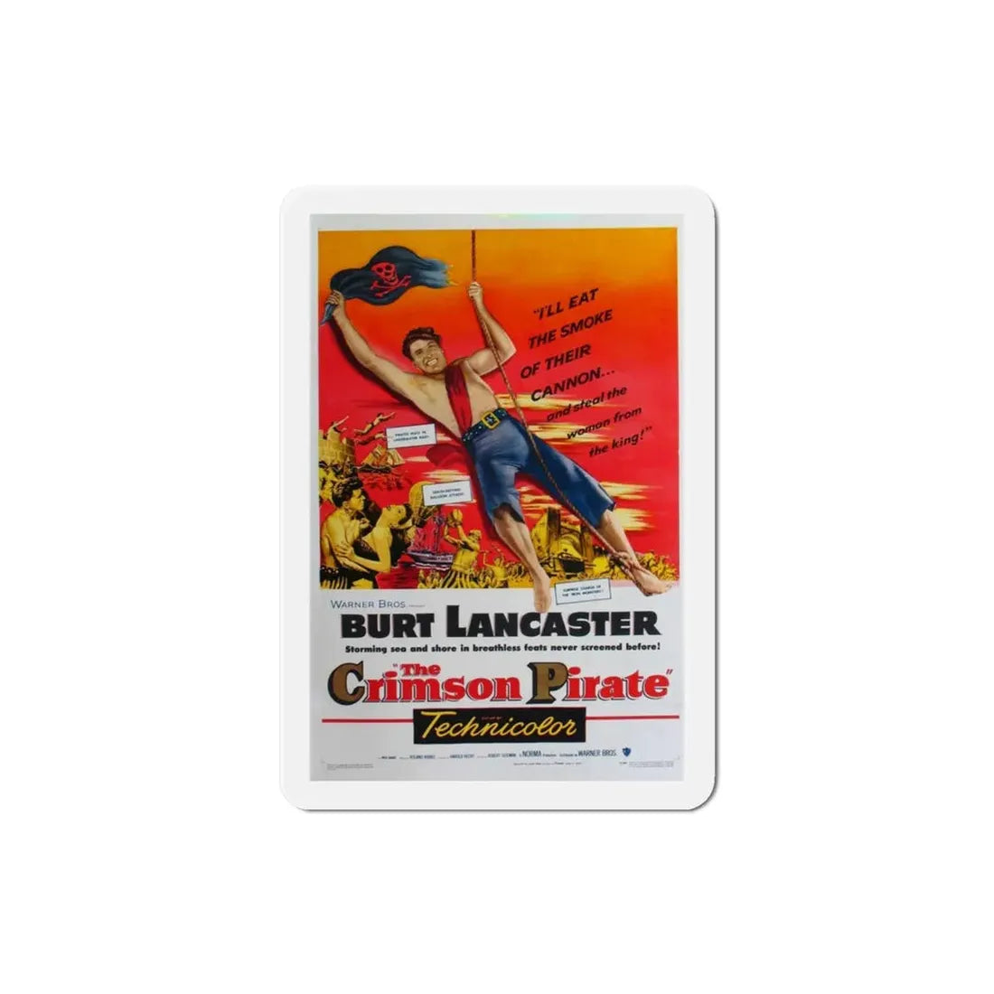 The Crimson Pirate 1952 Movie Poster Refrigerator Magnet 3 Inch - The Sticker Space