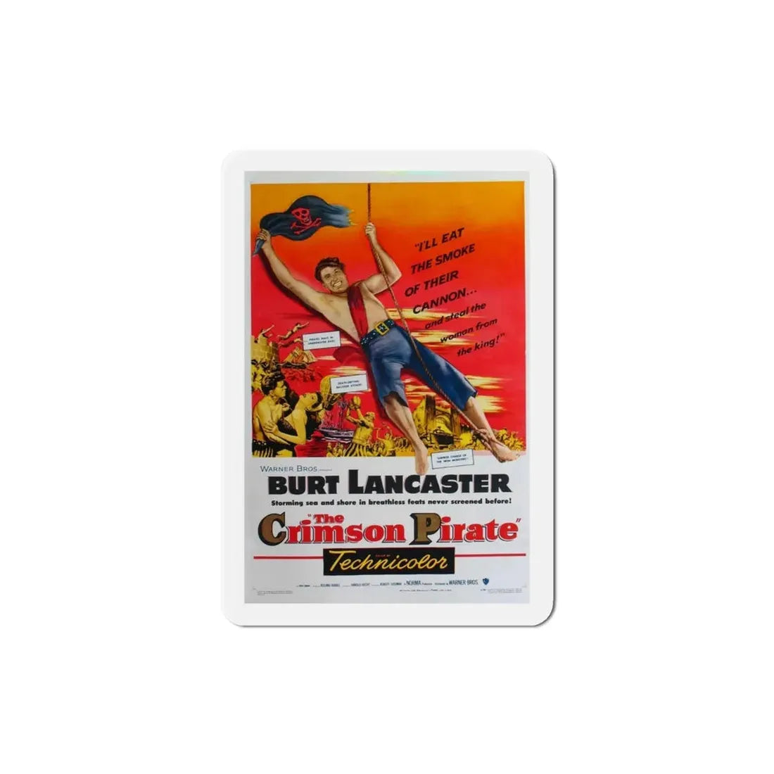 The Crimson Pirate 1952 Movie Poster Refrigerator Magnet 4 Inch - The Sticker Space