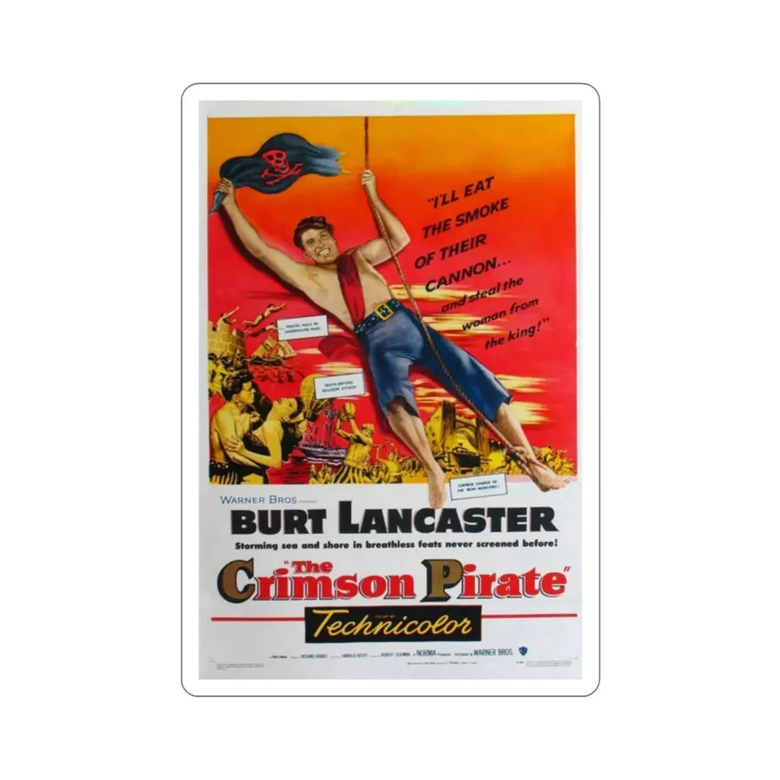 The Crimson Pirate 1952 Movie Poster STICKER Vinyl Die-Cut Decal 2 Inch - The Sticker Space
