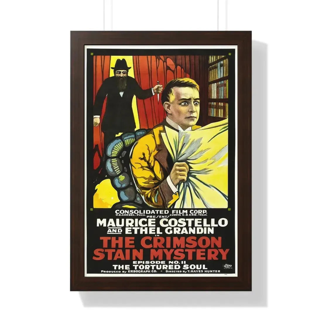 THE CRIMSON STAIN MYSTERY 2 1916 - Framed Movie Poster 16″ x 24″ Walnut - The Sticker Space