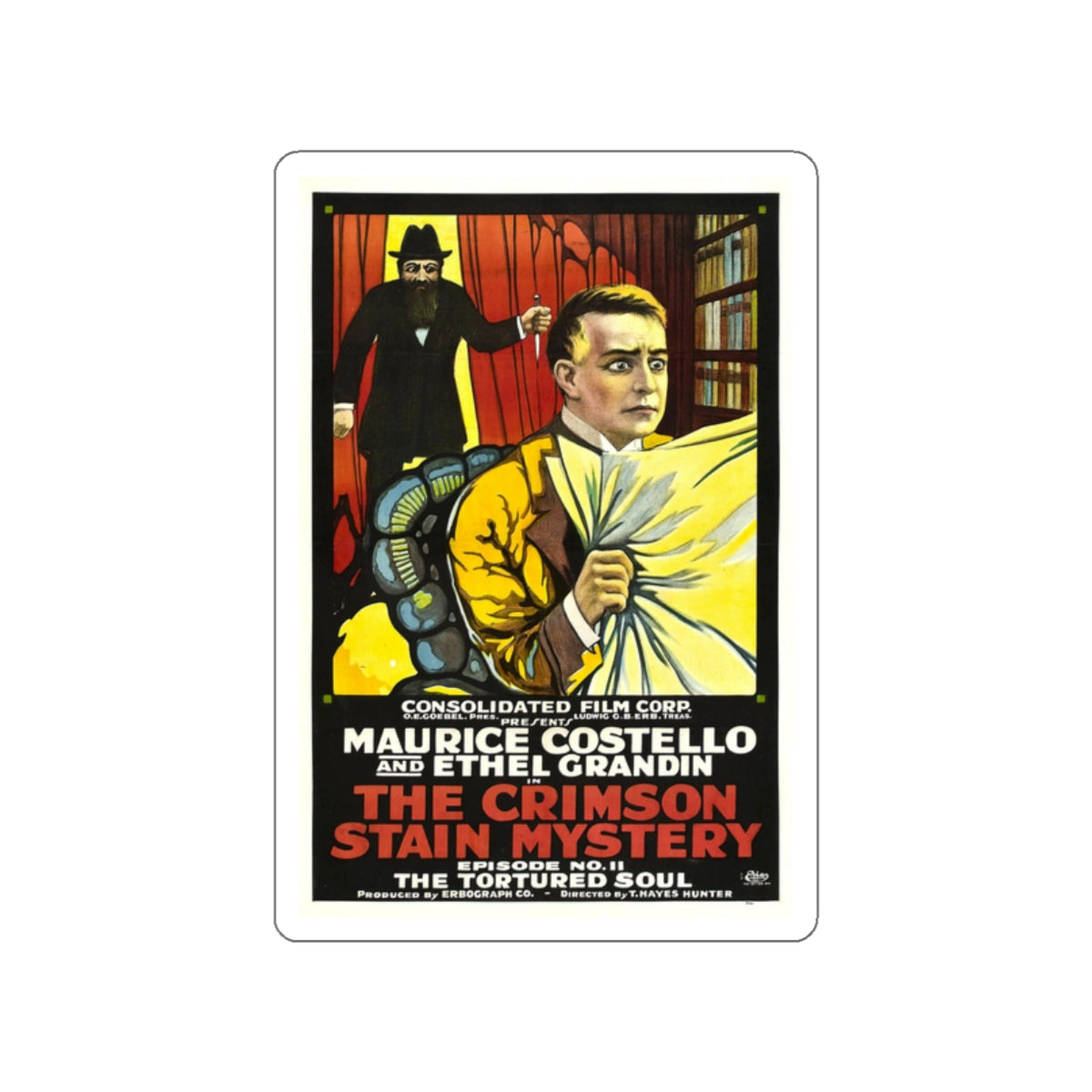 THE CRIMSON STAIN MYSTERY 2 1916 Movie Poster STICKER Vinyl Die-Cut Decal-White-The Sticker Space