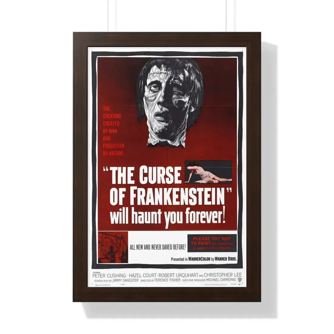 THE CURSE OF FRANKENSTEIN 1957 - Framed Movie Poster 16″ x 24″ Walnut - The Sticker Space