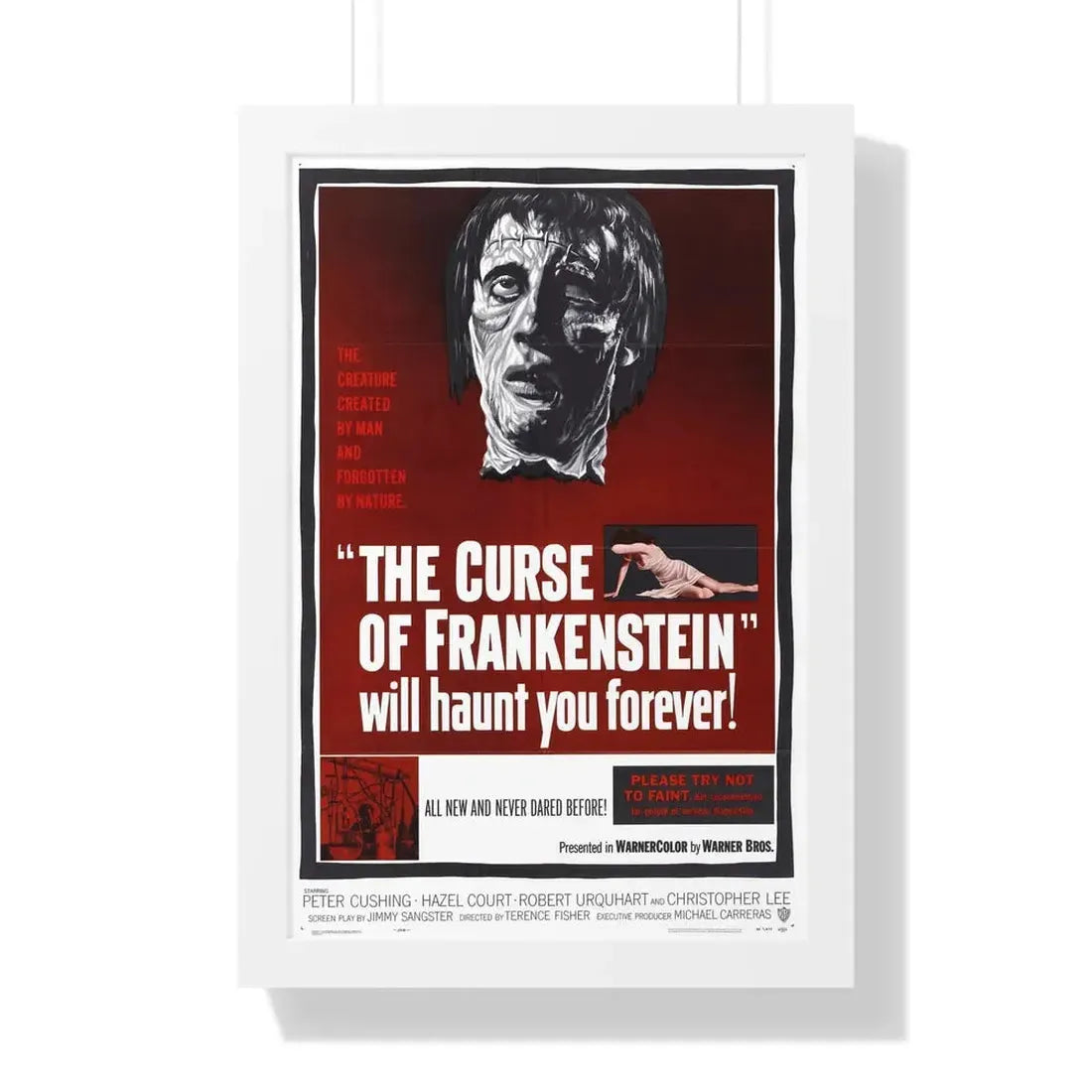THE CURSE OF FRANKENSTEIN 1957 - Framed Movie Poster 16″ x 24″ White - The Sticker Space