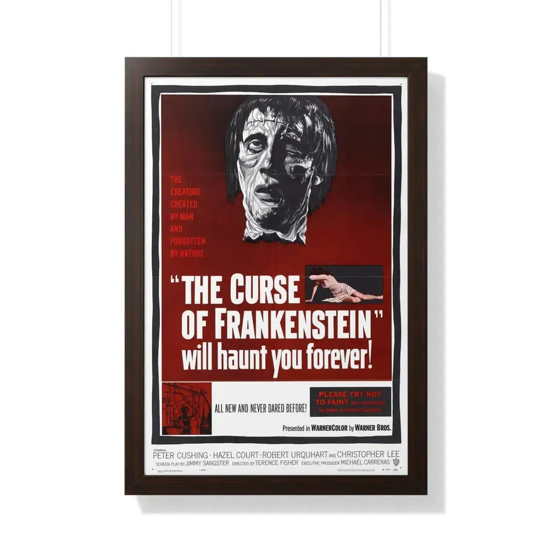 THE CURSE OF FRANKENSTEIN 1957 - Framed Movie Poster 20" x 30" Walnut - The Sticker Space