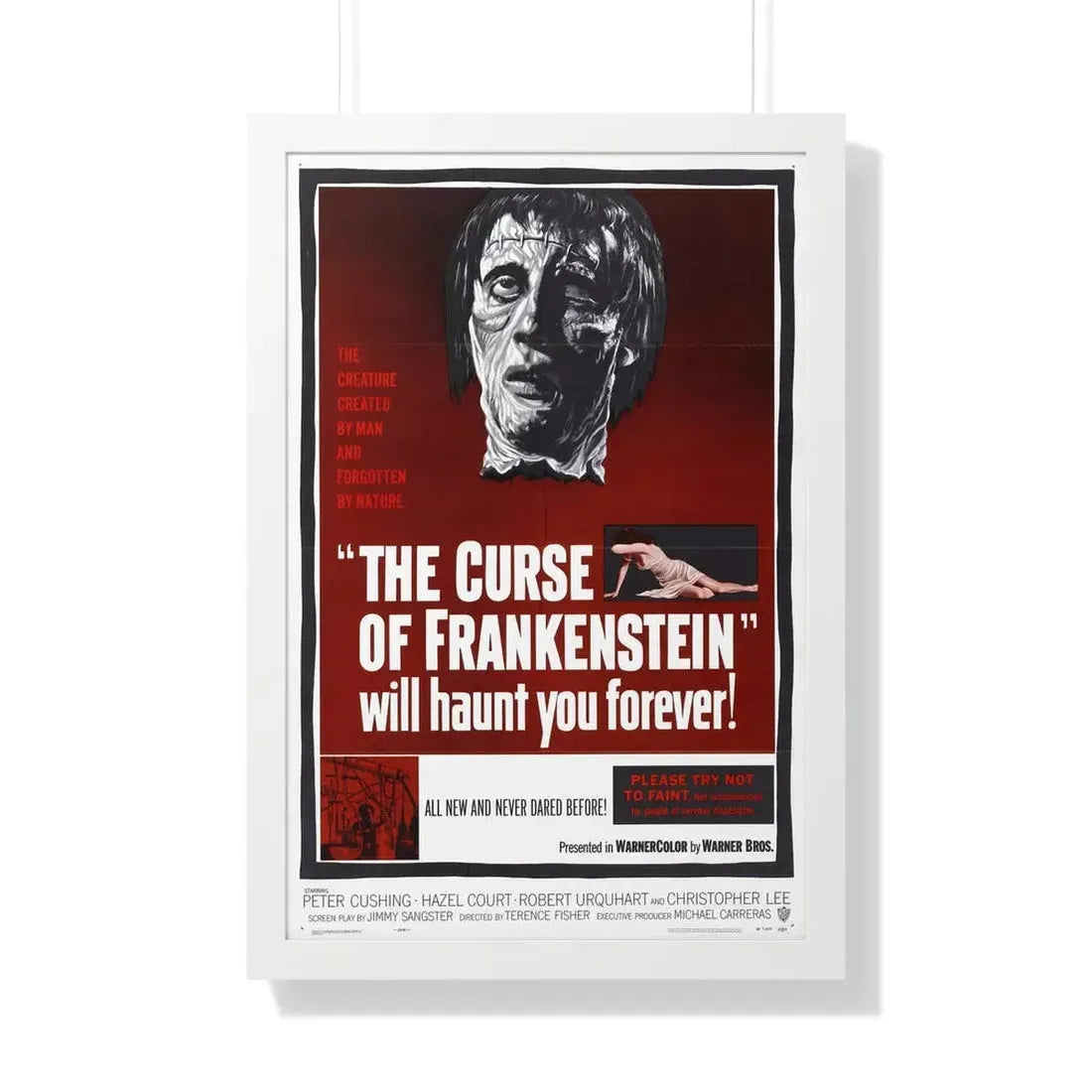 THE CURSE OF FRANKENSTEIN 1957 - Framed Movie Poster 20" x 30" White - The Sticker Space