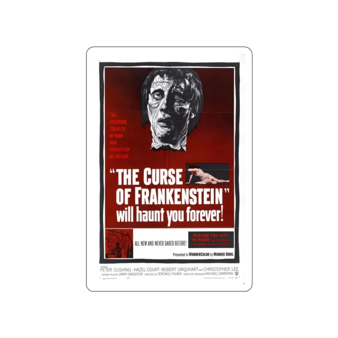 THE CURSE OF FRANKENSTEIN 1957 Movie Poster STICKER Vinyl Die-Cut Decal 2 Inch - The Sticker Space