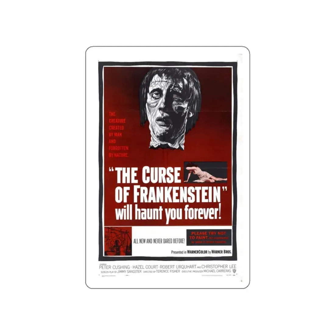 THE CURSE OF FRANKENSTEIN 1957 Movie Poster STICKER Vinyl Die-Cut Decal 4 Inch - The Sticker Space