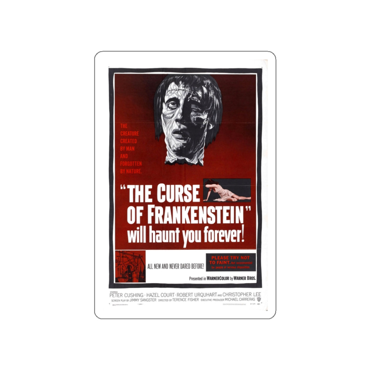 THE CURSE OF FRANKENSTEIN 1957 Movie Poster STICKER Vinyl Die-Cut Decal-White-The Sticker Space