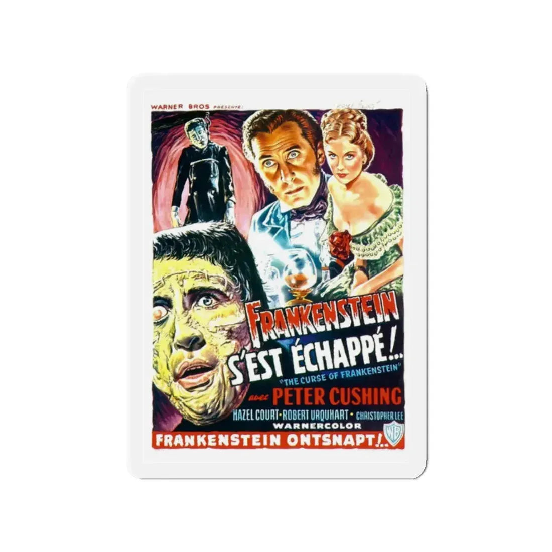 THE CURSE OF FRANKENSTEIN (BELGIAN) 1957 Movie Poster - Refrigerator Magnet 2 Inch Die-Cut - The Sticker Space
