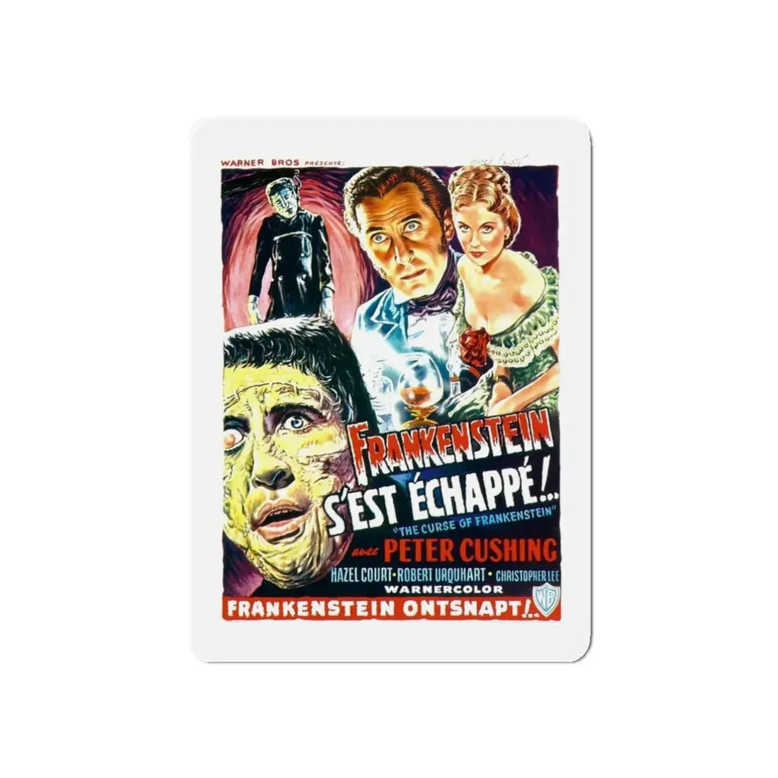 THE CURSE OF FRANKENSTEIN (BELGIAN) 1957 Movie Poster - Refrigerator Magnet 3 Inch Die-Cut - The Sticker Space