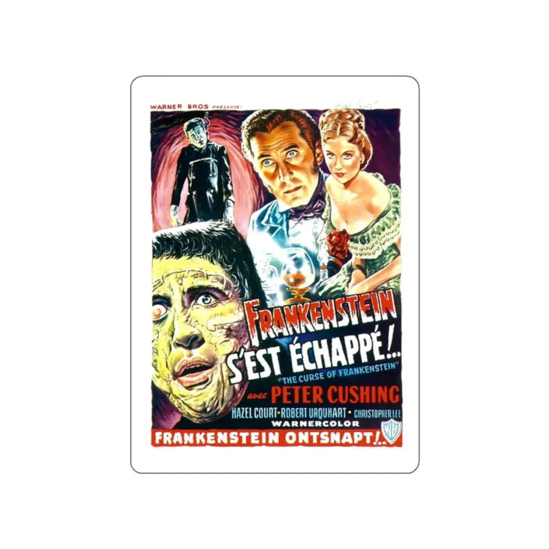 THE CURSE OF FRANKENSTEIN (BELGIAN) 1957 Movie Poster STICKER Vinyl Die-Cut Decal 2 Inch - The Sticker Space