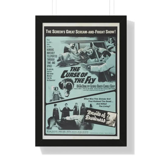 THE CURSE OF THE FLY + DEVILS OF DARKNESS 1965 - Framed Movie Poster 16″ x 24″ Black - The Sticker Space