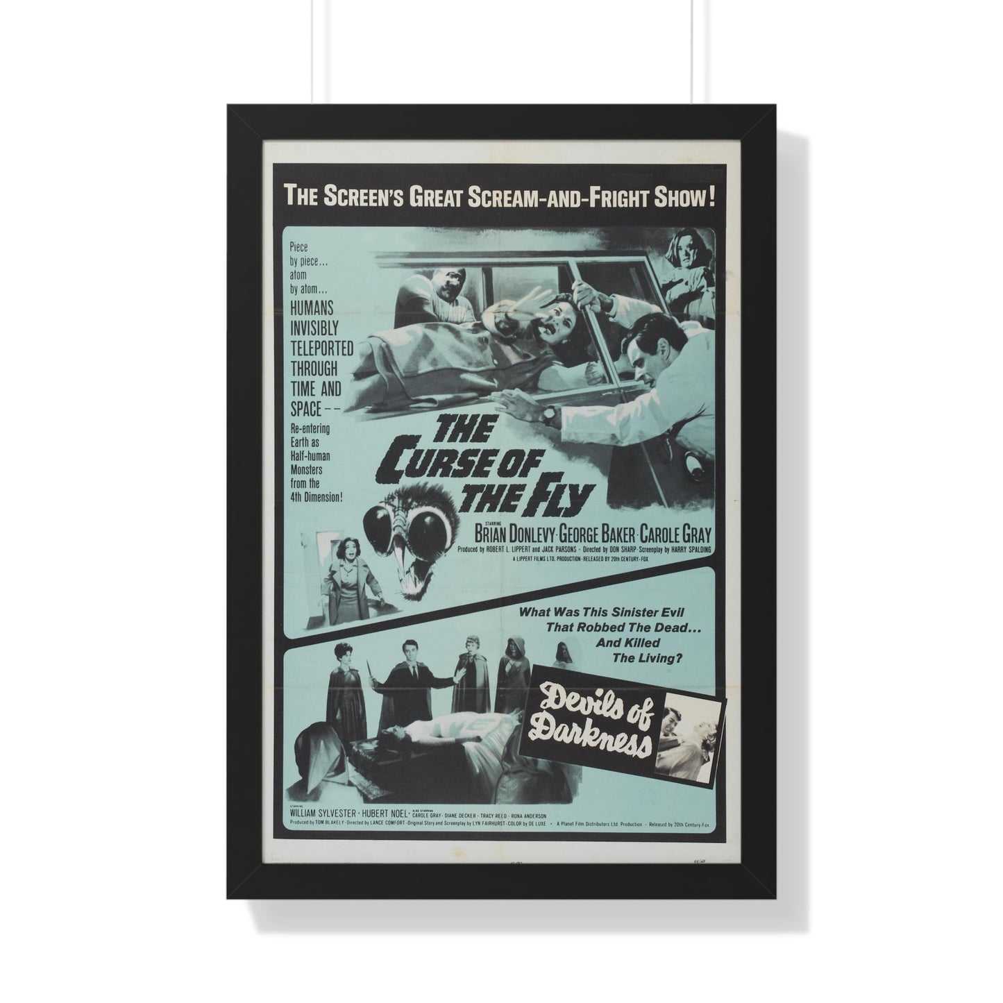 THE CURSE OF THE FLY + DEVILS OF DARKNESS 1965 - Framed Movie Poster-20" x 30"-The Sticker Space